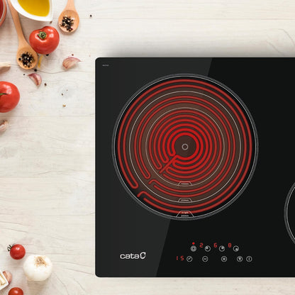 Keramische Kookplaat – Inductiekookplaat – Glaskeramische Kookplaat – Elektrische Kookplaat – Kookplaat Zwart – 3 High Light Zones – 9 Vermogensniveaus – 5,7 kW Vermogen – 60 cm Breedte