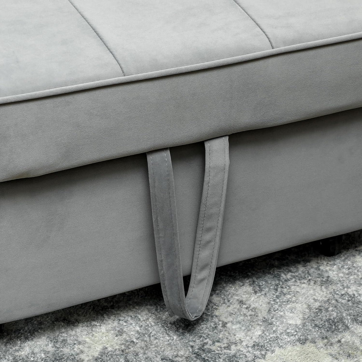 HOMCOM Schlafsofa, 2-Sitzer Sofa mit Schlaffunktion, Verstellbare Rückenlehne, Couch mit Kissen, Samtoptik, L-förmig Schlafcouch mit Bettkasten Rollen für Wohnzimmer, Gästezimmer, Grau - QUORE