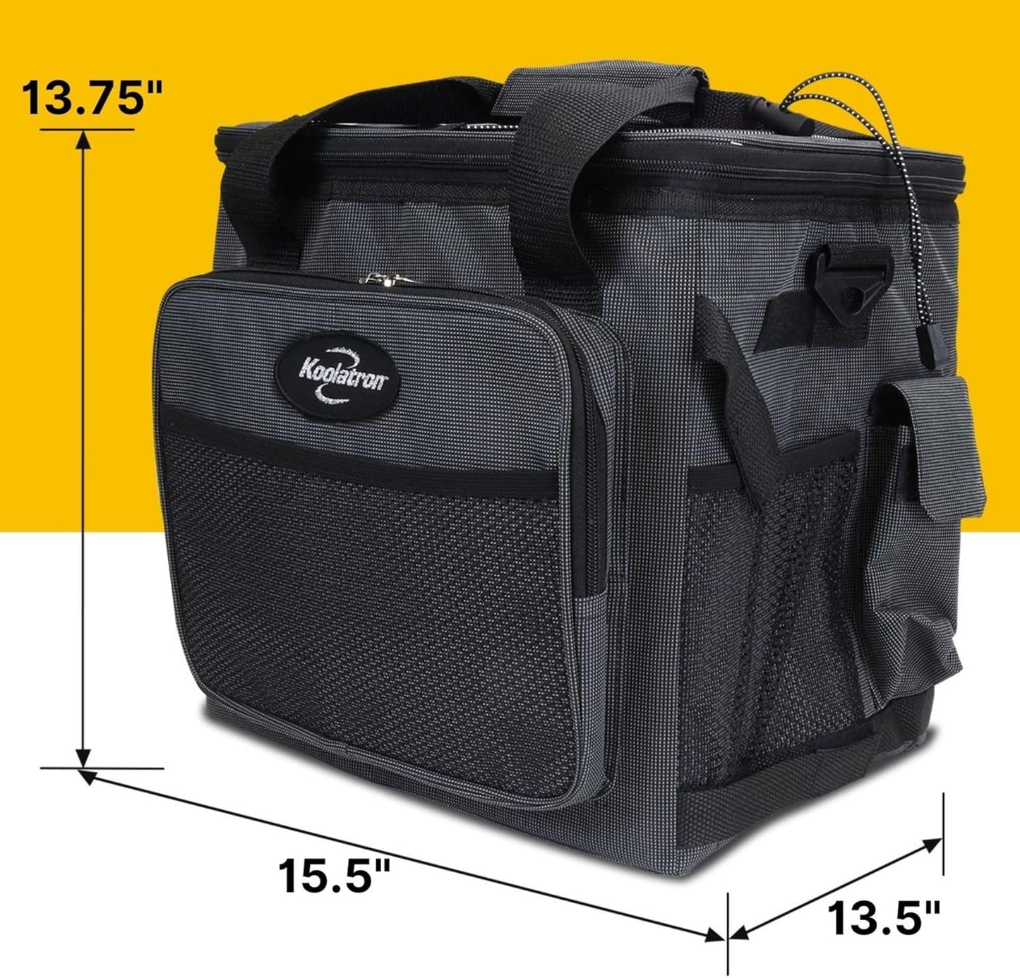 Koolatron Elektrische draagbare koeler plug in 12V auto koeltas, 26 qt (25 L) zwart/grijs zachte zijden draagbare auto koelkast w/DC netsnoer, verstelbare schouderriem, snoer opslag, road trip
