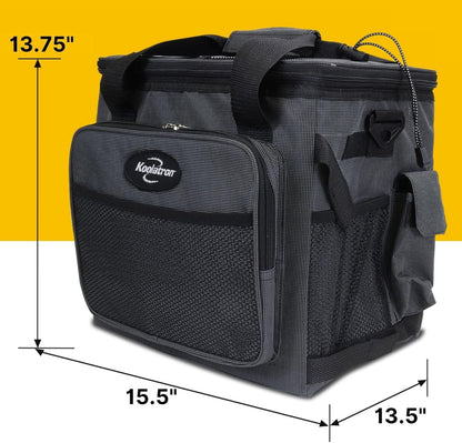 Koolatron Elektrische draagbare koeler plug in 12V auto koeltas, 26 qt (25 L) zwart/grijs zachte zijden draagbare auto koelkast w/DC netsnoer, verstelbare schouderriem, snoer opslag, road trip