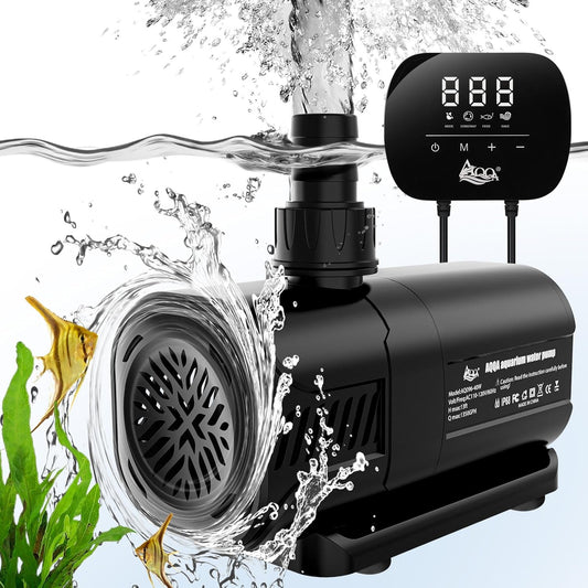AQQA Waterpomp, dompelpomp, 10.000 l/u, ultrastille aquariumpomp voor aquarium, vijver, fontein, tuin, zwembad, 6,5 m hoge lift bronpomp met 6 sproeiers, kabel 3,87 m