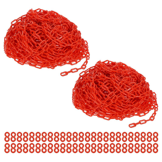 PATIKIL Plastic Chain Links, 400 Foot Safety Barrier Chain Red for Crowd Control, Queue Line, Parking, Fence, Gate, Concert, Construction Site and Decoration