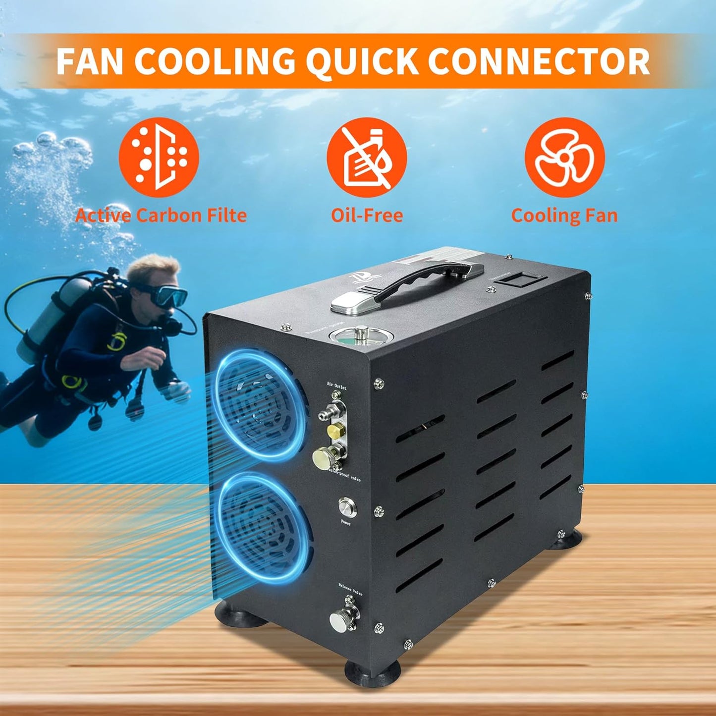 Dompelcompressor – Hogedrukcompressor – PCP Compressor – Luchtpomp – Flesvuller – 800 W Dubbele Cilinder – Digitaal LCD Display met Automatische Stop