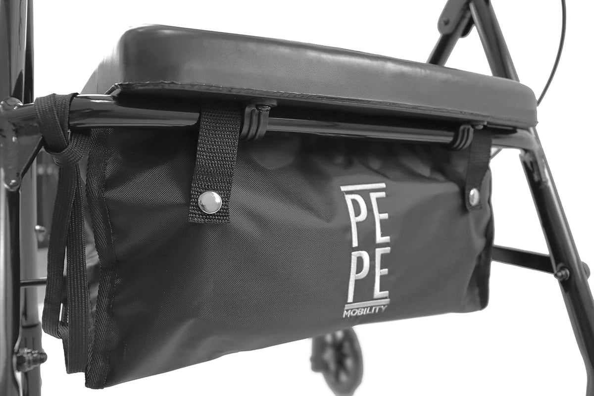 PEPE Mobility Rollator voor senioren met zitting (4 wielen, in hoogte verstelbaar, inklapbaar), loopwagen