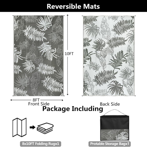 Buiten Vloerkleed - Buitenkleden - Buitentapijt - Opvouwbaar - UV-bestendig - Waterdicht - Buitenmatten - voor Buiten - Balkon - Strand - Picknick -Terras - Rechthoekig - 240 x 300 cm - Grijs