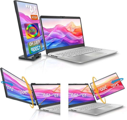 14" Portable Dual Monitor Laptop 1200P FHD 1920x1200 IPS USB-C Compatible with HDMI Plug & Play Extended External Screen for Home Work Gaming Business Multitasking - QUORE