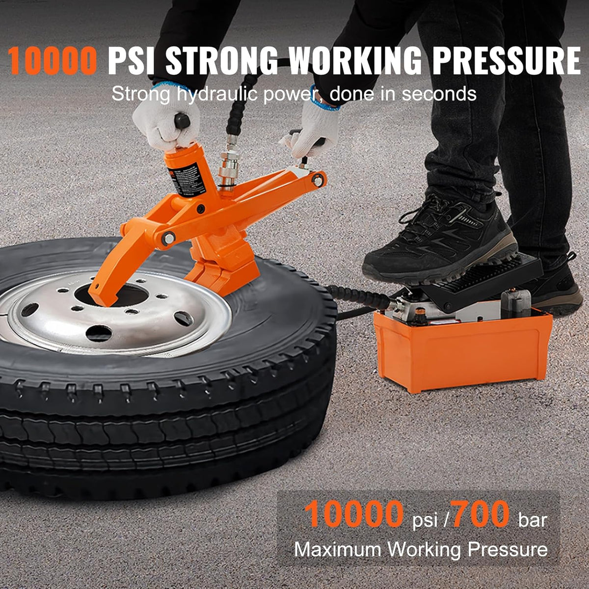 VEVOR Hydraulische kraalbreker, 1000 psi, wielbreker met metalen voetpomp, heavy duty stalen wielbreker voor tractoren, vrachtwagens, bussen, maaiers, quads