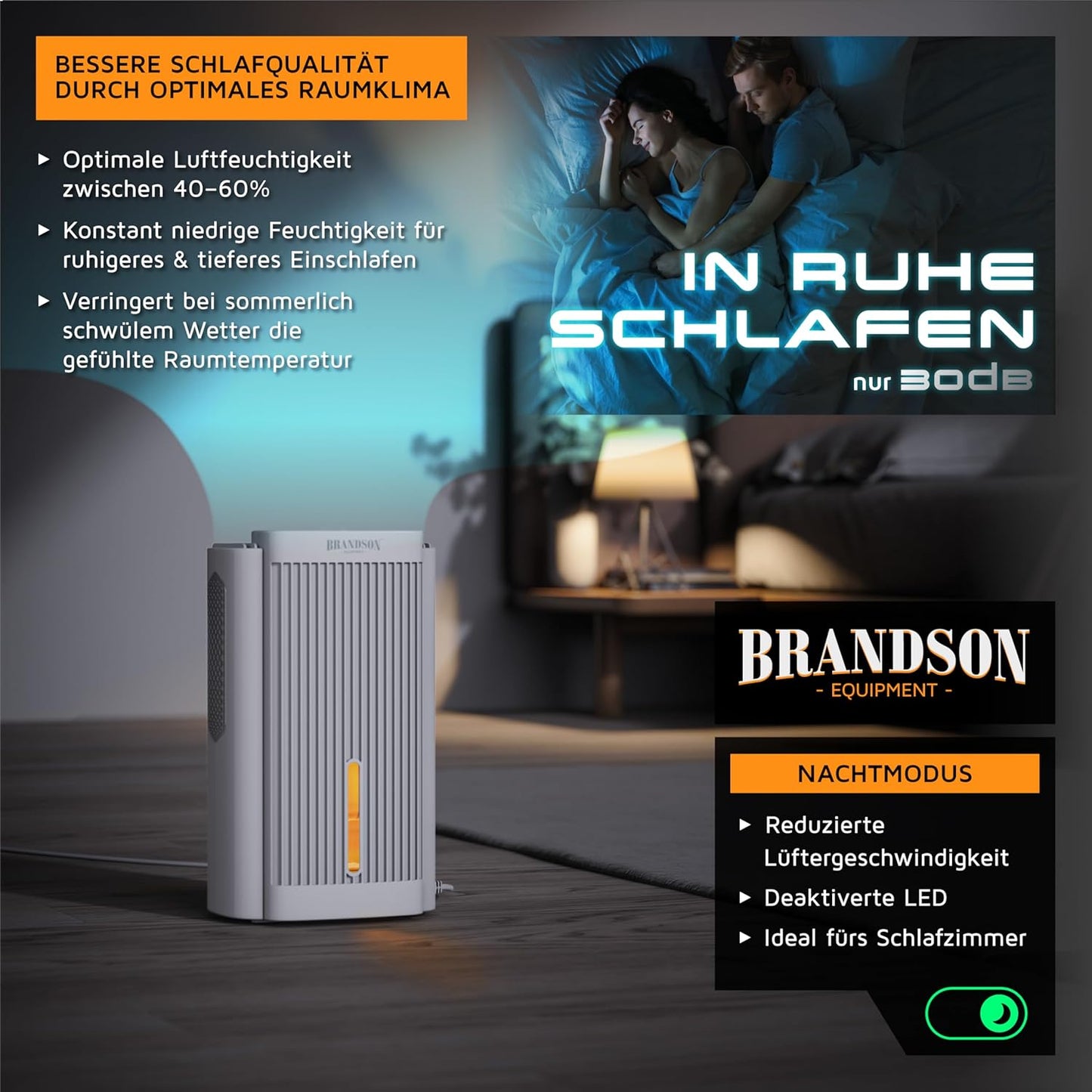 Luchtontvochtiger – Vochtvreter – Ontvochtiger – Vochtverwijderaar – Condensdroger – 600 Ml Per Dag En 2 Liter Watertank – 30 Db Nachtmodus