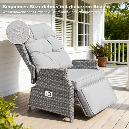 Tuinstoel met ligfunctie, lichtgrijs