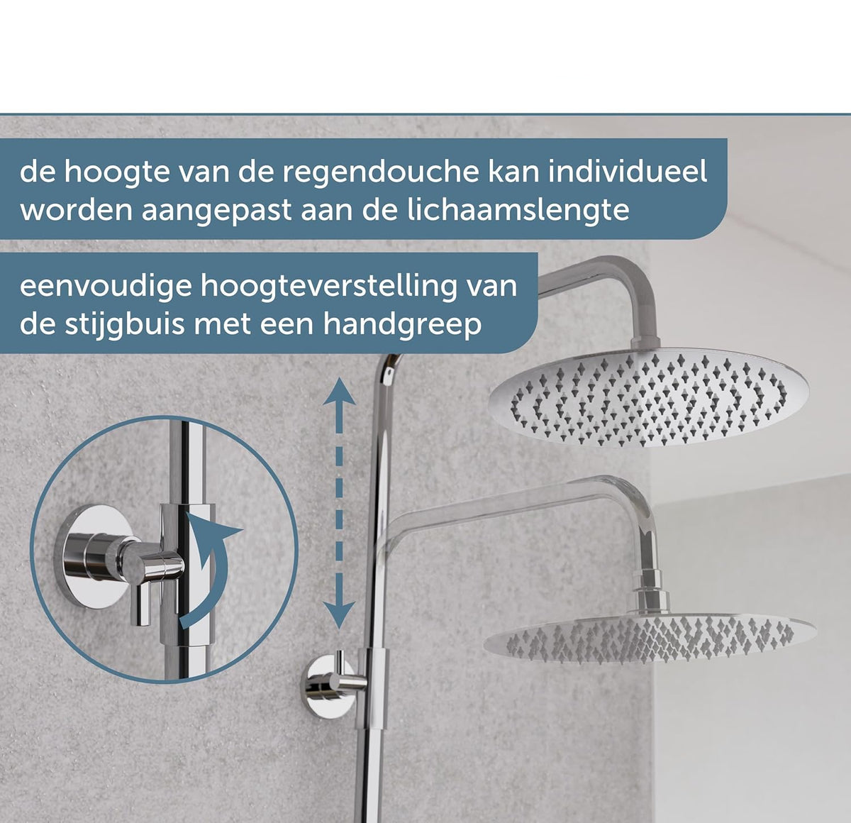 Douche Systeem – Douche Set – Regendouche – Thermostaatkraan – Handdouche – 25 cm Regendouchekop – Waterbesparend Chroom