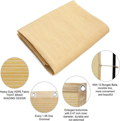 Shatex 8x12ft 90% UV Blok Outdoor Zonnebrandcrème Schaduw Panel, Patio/Venster/RV Luifel, Getapete Rand met Doorvoertule