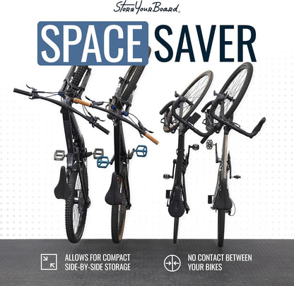 StoreYourBoard SwivelStow Road & Gravel fietsenstalling, 2-pack, geen lift draaibare fiets wandmontage, zware garage fietsenrek, patent aangevraagd