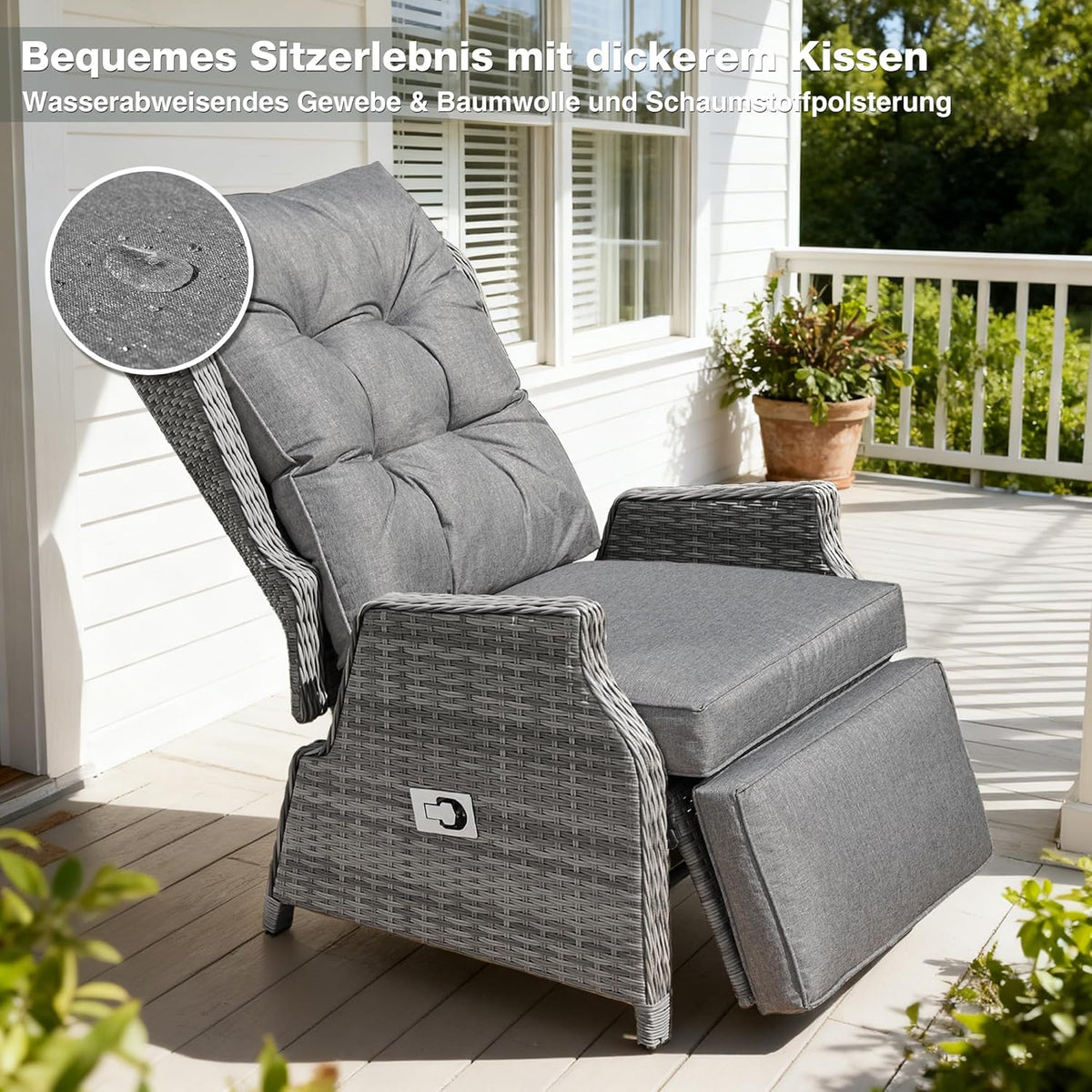 Tuinstoel met ligfunctie, donkergrijs