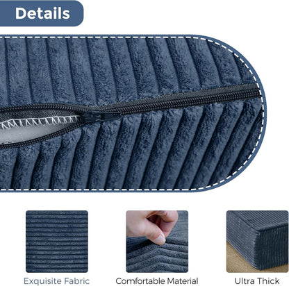 MAXYOYO Vouwmatras van corduroy fluweel, vloermatras in drie diktes, 10 cm, met wasbare overtrek, drievoudig opvouwbaar, ruimtebesparend voor gasten (Bluestone, King)