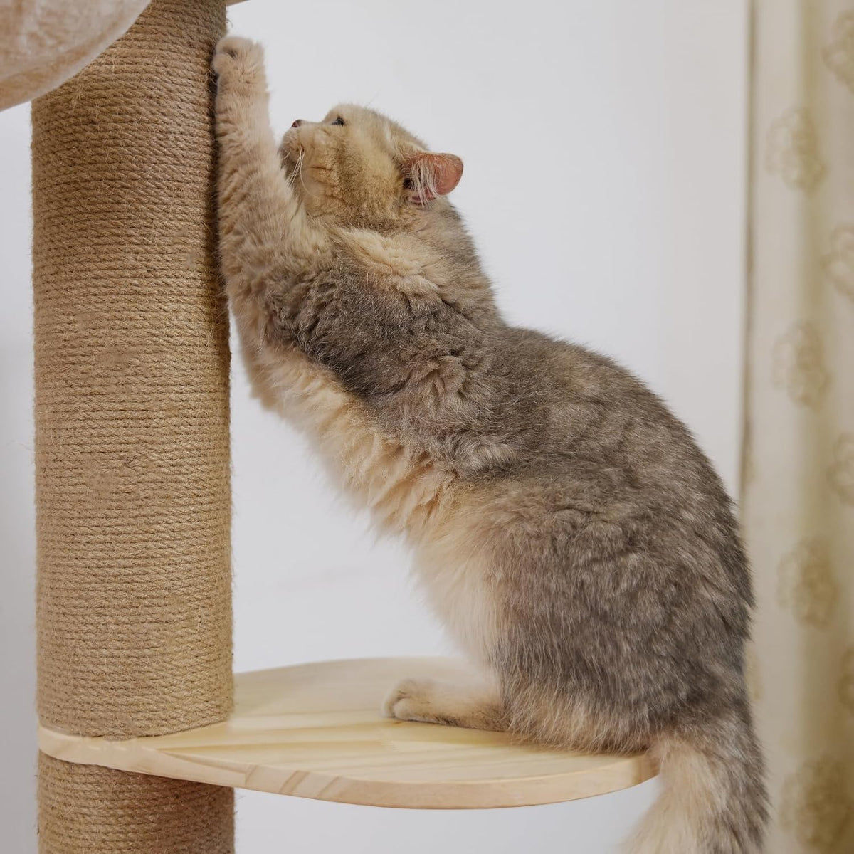 Verticale Krabpaal – Kattenkrabpaal – Klimtoren – Kattenboom – Krabmeubel – Verstelbaar 127-305 cm – Stevig Sisal Krabpaal