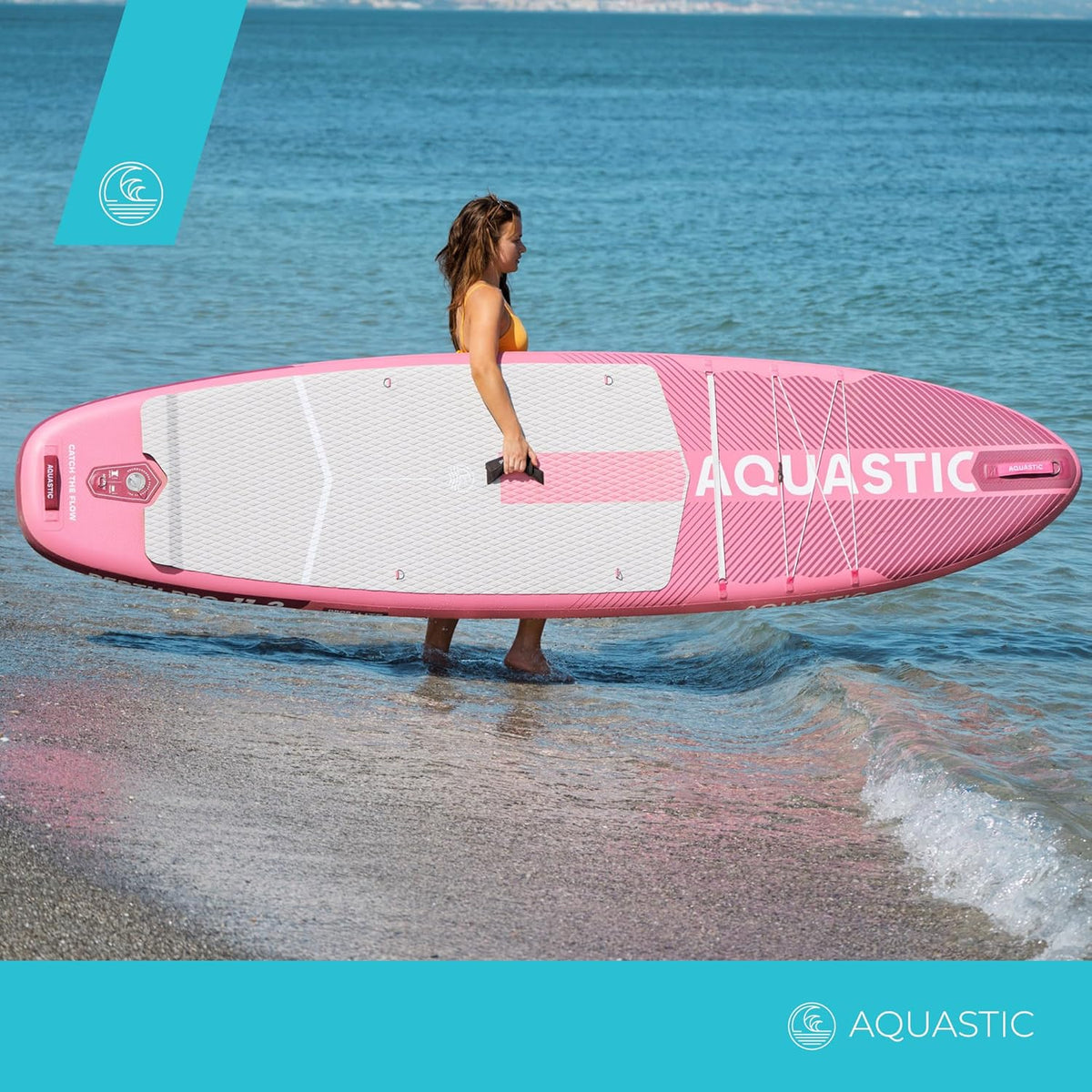 AQUASTIC Perth Pro 11'2" SUP Board Set – complete set met 2-in-1 peddel, kajakzitting, leash 300 cm, pomp, rugzak, Drop Stitch Lite, 165 kg, 340 x 86 cm, voor beginners en gevorderden