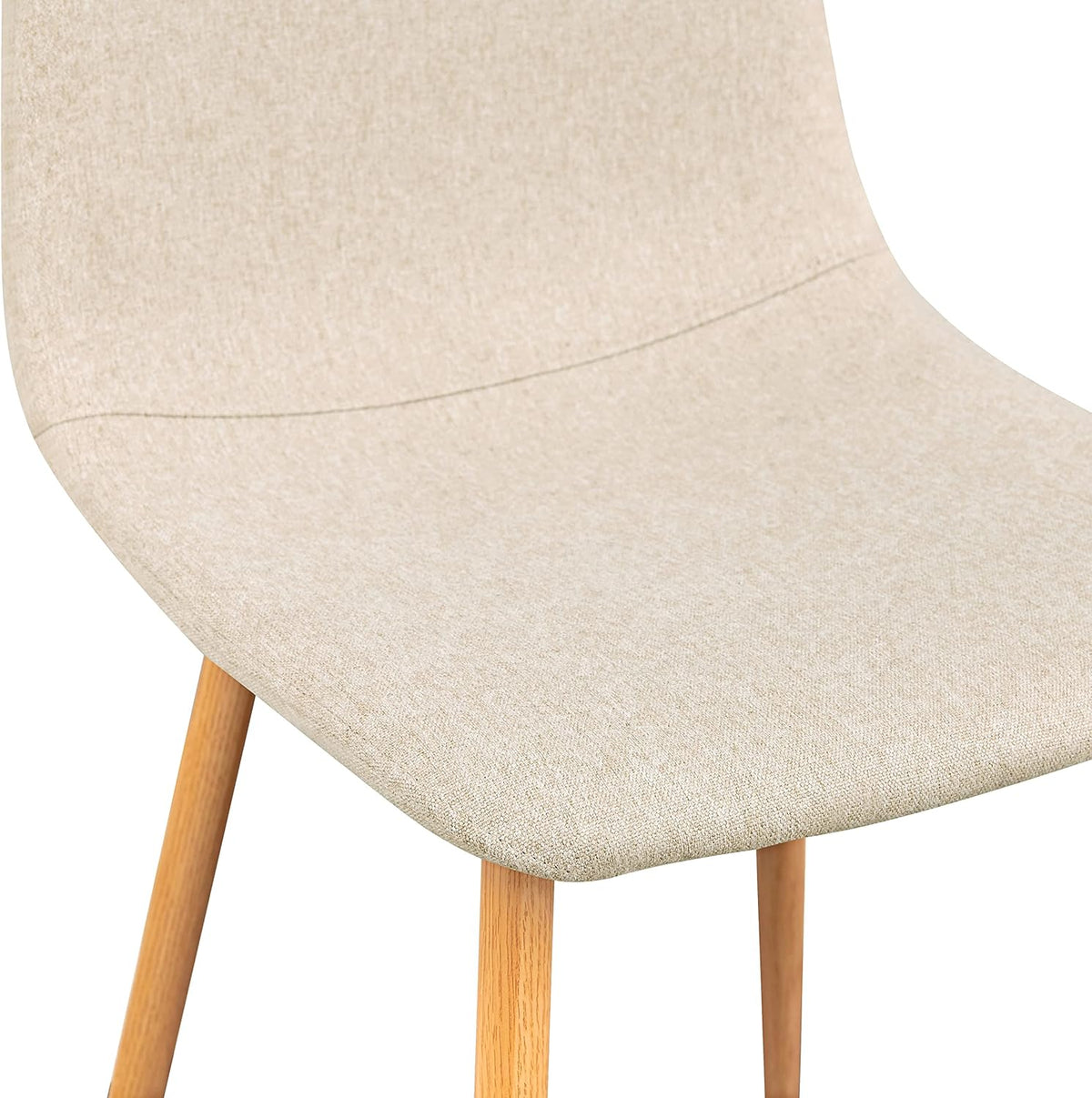FurnitureR Set van 4 eetkamerstoelen met vierkante rugleuning van stof, kitchenette zonder fauteuil, beige