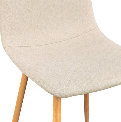 FurnitureR Set van 4 eetkamerstoelen met vierkante rugleuning van stof, kitchenette zonder fauteuil, beige