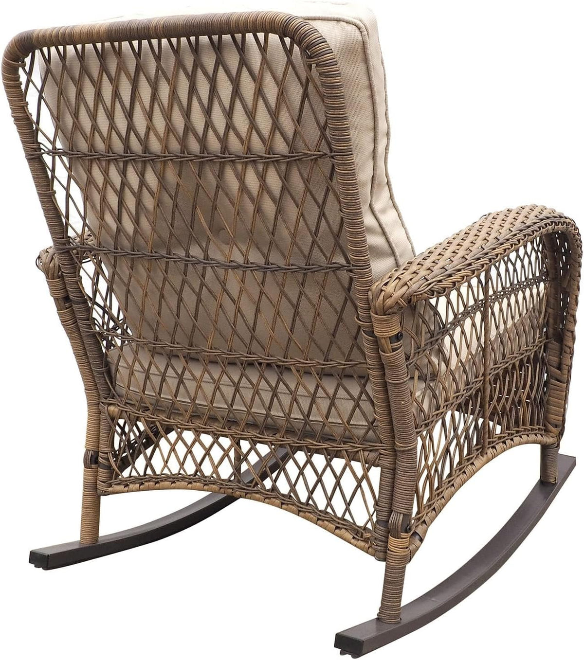 ATR ART TO REAL Tuin schommelstoel, outdoor rotan schommelstoel met all-weather handgeweven hars rieten, terras ontspannende lounge meubels met gepoedercoat metalen frame voor achtertuin, veranda