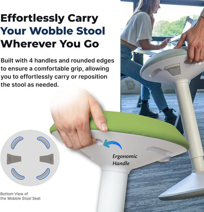 Ergonomische kruk - Bureaustoel - Testwinnaar - 55-80 cm - In hoogte verstelbaar met schommelfunctie - Ergonomische antislip Desk Chair - Office Chair - Groente