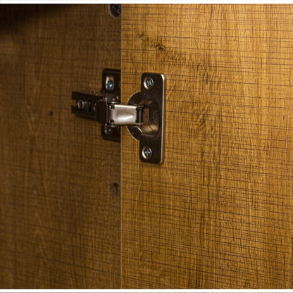 DRW Schoenenkast met 2 deuren van hout in zwart en natuur, 80 x 36 x 115 cm, hoogte: 15 cm