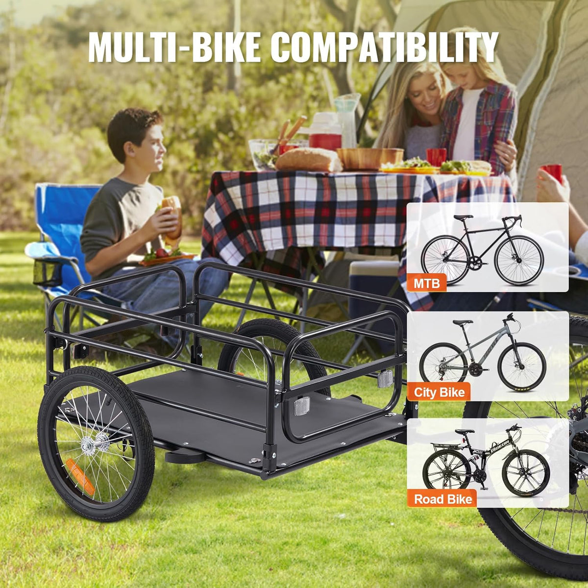 VEVOR Fietsaanhangwagen, 88/100/150 lbs laadvermogen, zware fietswagenwagen, opvouwbare compacte opslag met universele trekhaak
