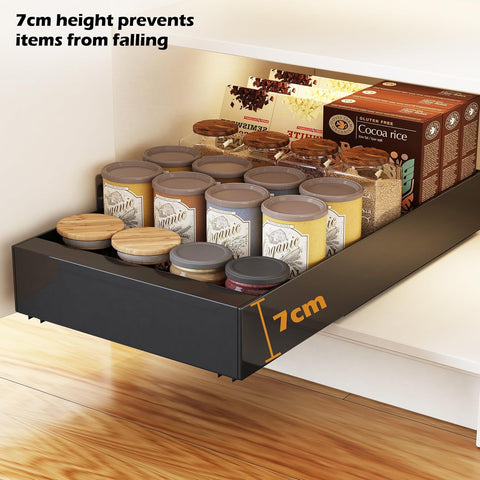 Telescopische Lade - Uittrekbare Lade - Schuiflade-Mechanisme - 2 stuks - voor Keuken - Uitbreidbare - 25 x 43 x 7 cm - Zwart