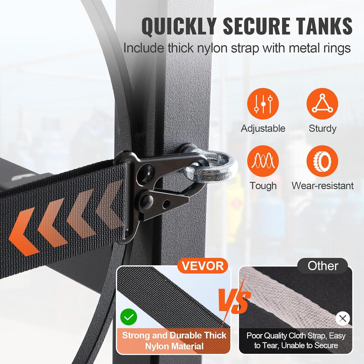 Gasflessenrek – Gasfleshouder – Cilinderrek – Cilinderhouder – Flessenrek – Voor 3 X 13,6 Kg + 3 Kleine Flessen – 1,5 Mm Koolstofstaal Met Poedercoating – Verstelbare Riemen En Onderste Schroeven