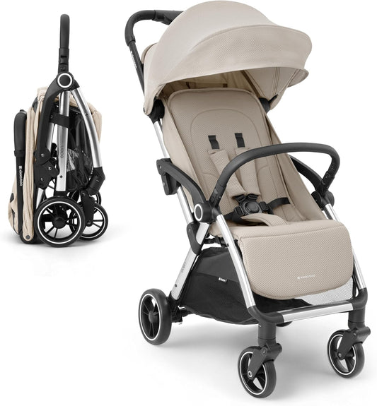 KikkaBoo EDEN Buggy, kinderwagen tot 22 kg, automatisch vouwen, kantelpositie, ultralicht, compact, beige