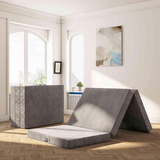 Opklapmatras 140x195x10CM Middelhard, vouwmatras, gastenmatras, opklapbaar gastenbed gemaakt van extra dik 10cm met wasbare hoes, geschikt voor reizen, camping, vloer, gastenbed, matras