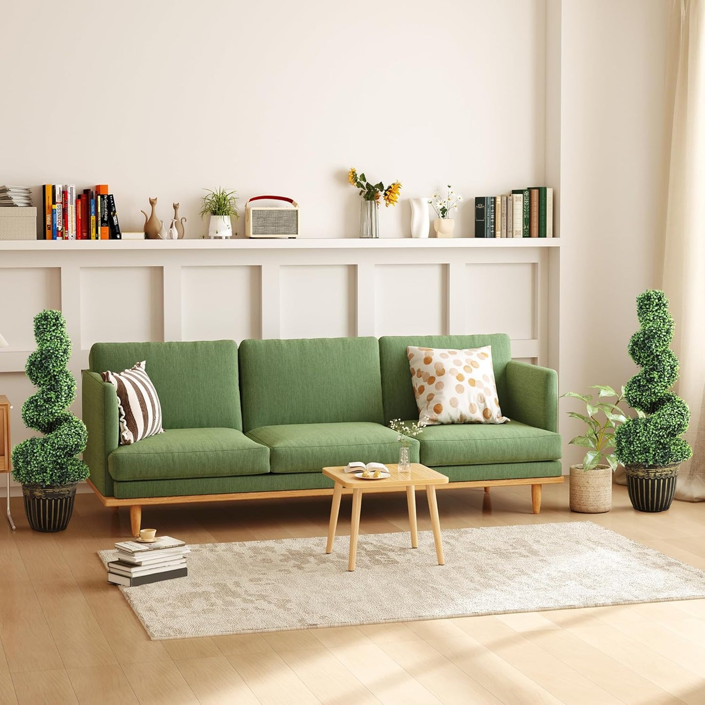Kunstbuxusboom – Kunstplant – Nepplant – Kunstboom – Buxusplant – Onderhoudsarm – 90 cm Hoog – Spiraalvormige Kunstbuxusbomen Set van 2 – Realistisch Uitziend – Stevige Cementpotten