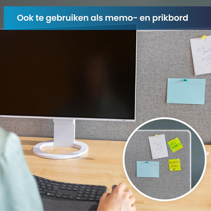 Ergotopia Akoestische Scheidingswand voor Bureau (120 x 80 x 2,8 cm), Verstelbare Zichtbescherming voor Kantoor | Focus Bureauscheidingswand in Grijs, Geluidswerende Ruimteverdeler met Klemmen