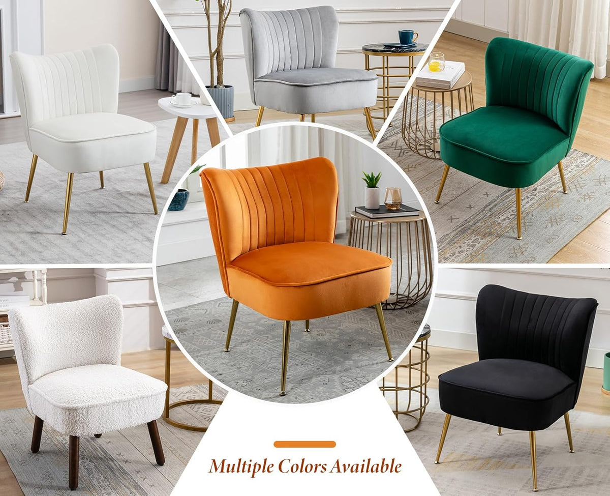 Fauteuil Velvet – Velours Stoel – Eetkamerstoel – Accentstoel – Loungechair – Zacht Hoogwaardig Schuim – Gouden Metalen Poten - QUORE