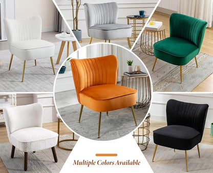 Fauteuil Velvet – Velours Stoel – Eetkamerstoel – Accentstoel – Loungechair – Zacht Hoogwaardig Schuim – Gouden Metalen Poten - QUORE