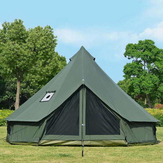 Klokkentent met ovengat, katoen, glampingtent, ruime yurt voor gezinnen, campingtent, familietent, tipi-tent, piramidetent voor groepen, outdoor, camping