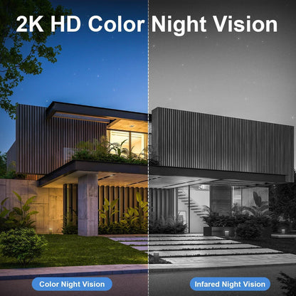 Beveiligingscamera's voor thuis draadloos buiten, draadloze wifi-buitencamera, 360-camera op zonne-energie, PTZ, PIR-sensor, 2K HD-kleurennachtzicht, 2-weg-spraak, IP66 waterdicht, 2-pack