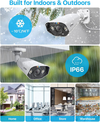 PoE Bewakingscamera Buiten – IP Camera – Beveiligingscamera – Buitencamera – 8MP Camera – 4K Ultra HD Resolutie – Tweezijdige Audio & IP66 Waterdicht