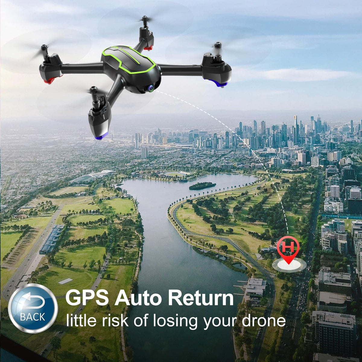 Loolinn | GPS Drone met HD 1080P Camera voor Beginnersdrone - RC Quadcopter met 1080p Camera, Volgmodus, GPS Automatische Terugkeer, 32 Minuten Vliegtijd (Cadeau voor Beginners)