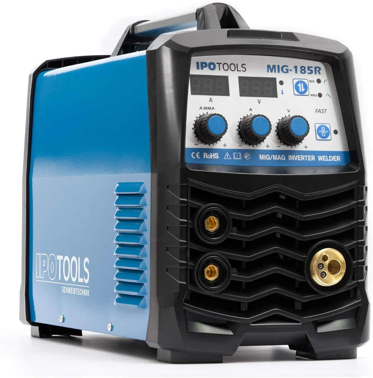 IPOTOOLS MIG-185R MIG Lasapparaat, MIG MAG Lasapparaat, 160 ampère, voor FLUX/vuldraad en Elektroden, MMA, digitaal display, IGBT-technologie, 230 V / 7 jaar garantie