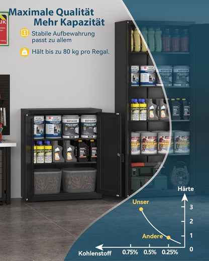 OSC211B01HI archiefkast, afsluitbare garagekast, 3 niveaus, zwart