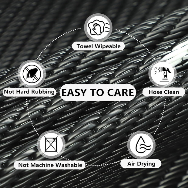 Buiten Vloerkleed - Buitenkleden - Buitentapijt - Opvouwbaar - UV-bestendig - Waterdicht - Buitenmatten - voor Buiten - Balkon - Strand - Picknick -Terras - Rechthoekig - 180 x 270 cm - Zwart