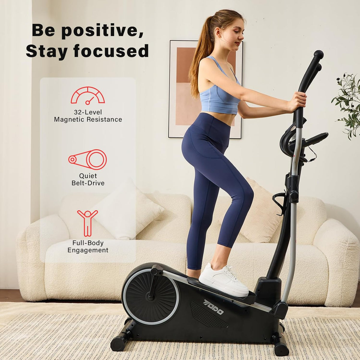 Crosstrainer – Elliptische Trainer – Fitness Trainer – Hometrainer – Elliptical – 32 Weerstandsniveaus Magnetisch – Hartslagsensoren Met LCD-Scherm - QUORE