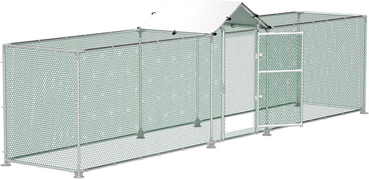 5x1 m Chickens Free Running Hen Coop Metal with Sunshade Roof Door and Lock Stable Chicken House Free Run for Chickens, Ducks and Small Animals