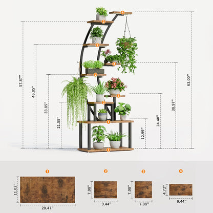 Plantenstandaard kweeklampen 160 Cm – Plantenrek – Plantenhouder – Bloemenstandaard – Displayplank – 9-Laags Hoekmodel – Volspectrum Kweeklampen – Metalen Frame Met Waterbestendige Planken