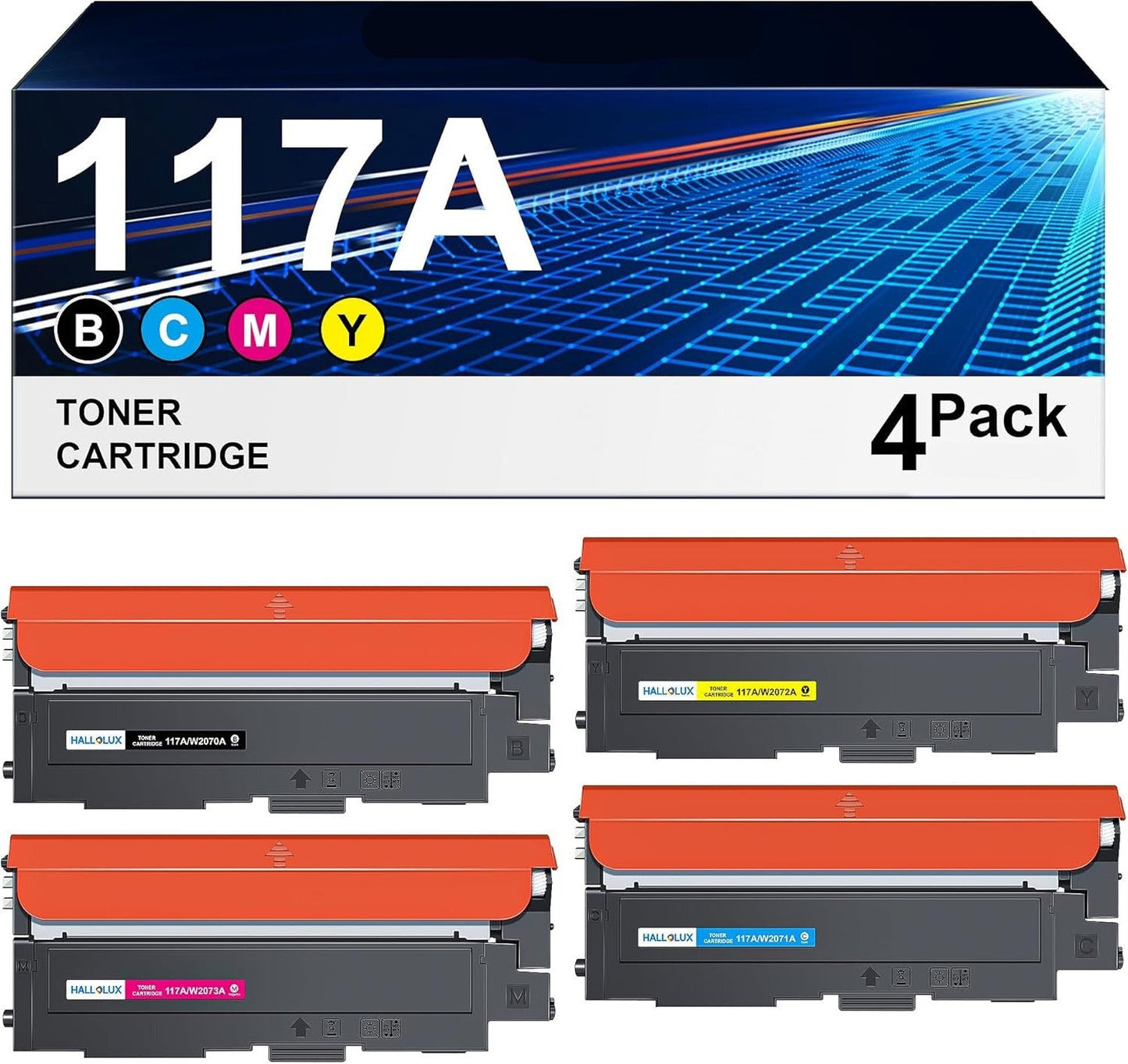 117A Toner Set 117A Compatible with HP 117A for Toner HP Color Laser MFP 178nwg MFP 179fwg 178nw 179fnw 179 178 Laser 150a 150nw 150w W2070A W2071A W2072A W2073A A W207 3A (1 x Black, 1 x Cyan, 1 - QUORE