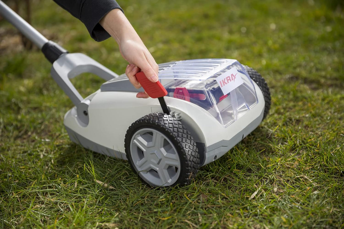 IKRA accu eenhandsmaaier grasmaaier ICHM 20 met mulchfunctie, voor kleine gazons tot 50 m², incl. laadapparaat, 2 accu's, & reservemes