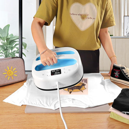 Calogy Warmtepersmachine Voor T-Shirts 10"X10", Draagbaar Sublimatieijzer Voor Tassen, Kussens, Htv Vinyl Transfer Projecten (Wit Blauw)