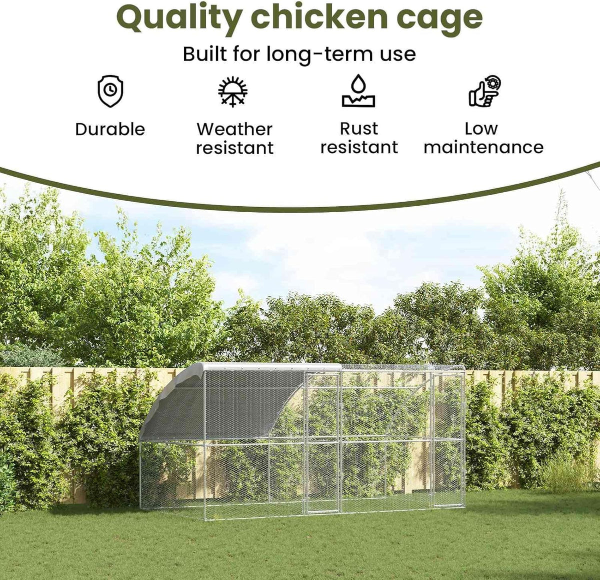 vidaXL Chicken Coop Silver 400 x 200 x 198.5 cm Galvanized steel,