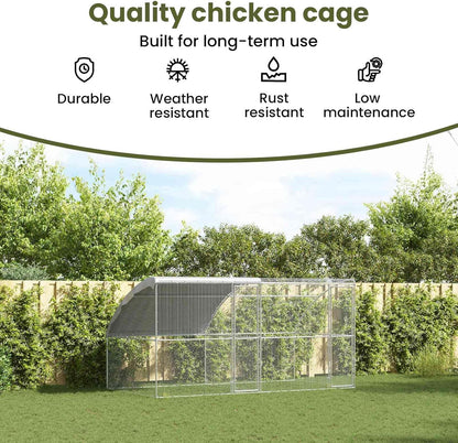 vidaXL Chicken Coop Silver 400 x 200 x 198.5 cm Galvanized steel,