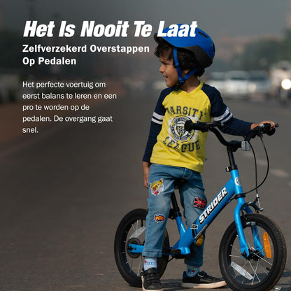 Strider 14 x evenwichtsfiets voor kinderen van 3 tot 6 jaar, passende handgrepen, gevoerd zadel, voetsteun en banden voor alle doeleinden, eenvoudige montage